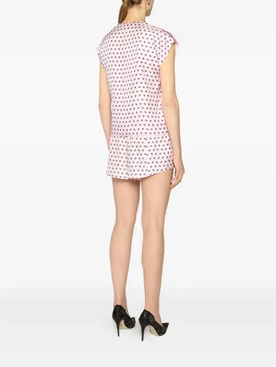 Genny Floral-print V-neck Top In Pink