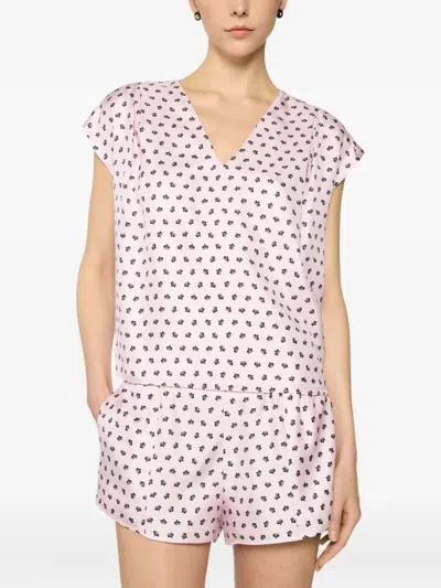 Genny Floral-print V-neck Top In Pink