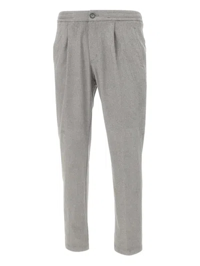 Herno Resort Trousers In Melange Suede Effect In Gray