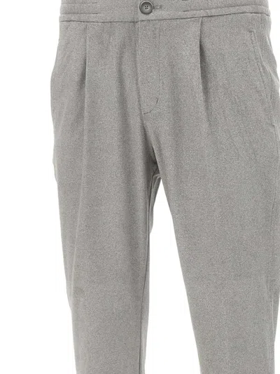 Herno Resort Trousers In Melange Suede Effect In Gray