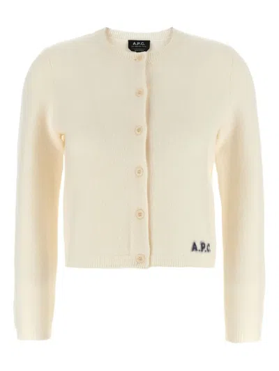 Apc A.p.c. Ivory Wool Mila Cardigan In Neutral