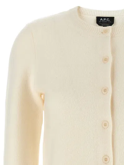 Apc A.p.c. Ivory Wool Mila Cardigan In Neutral