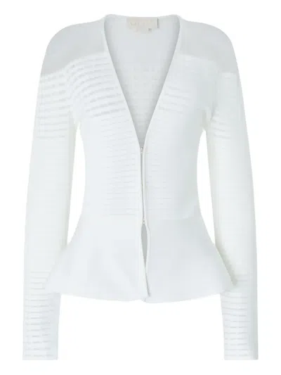 Genny Peplum-hem Single-breasted Blazer In White