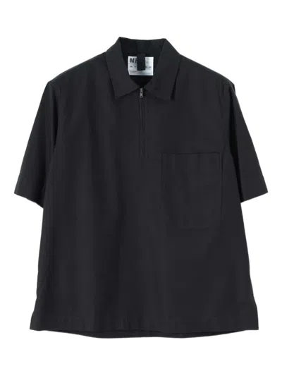 Mhl By Margaret Howell Half-zip Shirt In Black