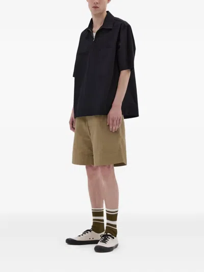 Mhl By Margaret Howell Half-zip Shirt In Black