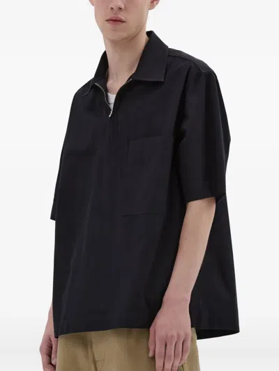 Mhl By Margaret Howell Half-zip Shirt In Black