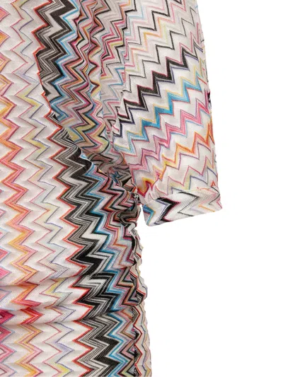 Missoni Zigzag-pattern Three-quarter-sleeve Top In Multi
