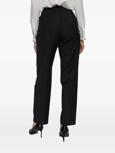 Max Mara Virgin Wool Pinstriped High-rise Pleated Straight-leg Trousers In Black