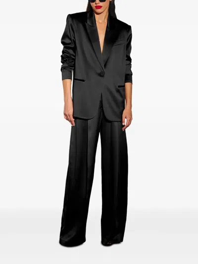 The Sei Satin Single-breasted Blazer In Black
