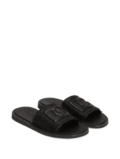 Dolce & Gabbana Pantoletten Mit Logo-applikation In Black