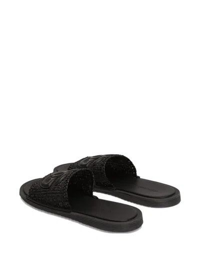 Dolce & Gabbana Pantoletten Mit Logo-applikation In Black