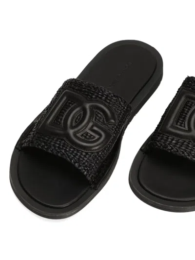 Dolce & Gabbana Pantoletten Mit Logo-applikation In Black