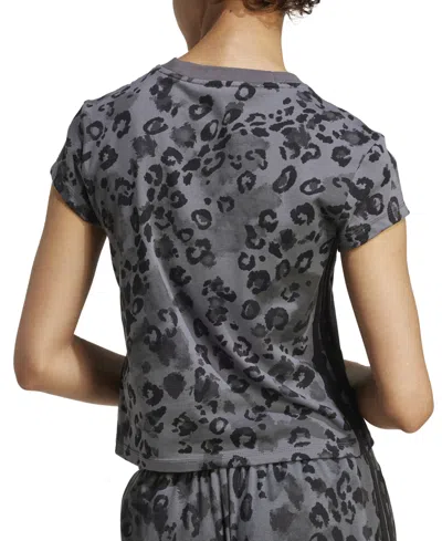 Adidas Originals Women's Leopard-print Trim Slim-fit T-shirt In Black