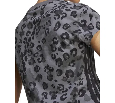 Adidas Originals Women's Leopard-print Trim Slim-fit T-shirt In Black