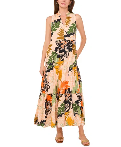 Vince Camuto Floral Sleeveless Tiered Maxi Dress In Multi
