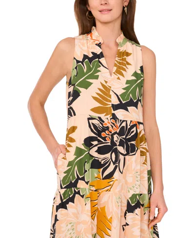Vince Camuto Floral Sleeveless Tiered Maxi Dress In Multi