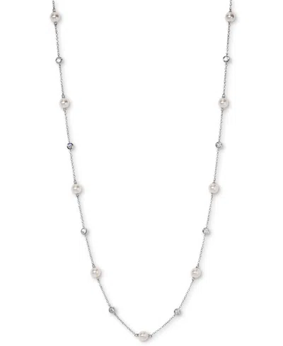 Eliot Danori Silver-tone Imitation Pearl & Cubic Zirconia Bezel Station Necklace, 16" + 2" Extender, Exclusively 