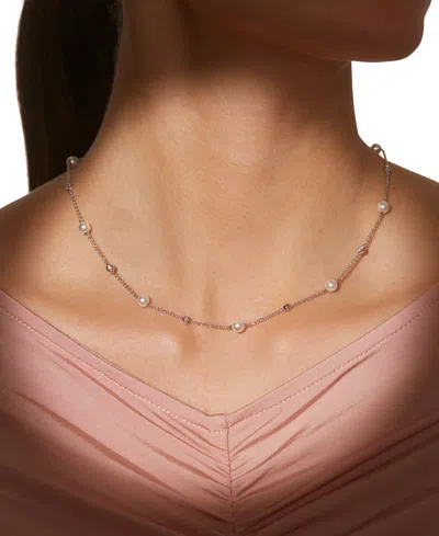 Eliot Danori Silver-tone Imitation Pearl & Cubic Zirconia Bezel Station Necklace, 16" + 2" Extender, Exclusively 