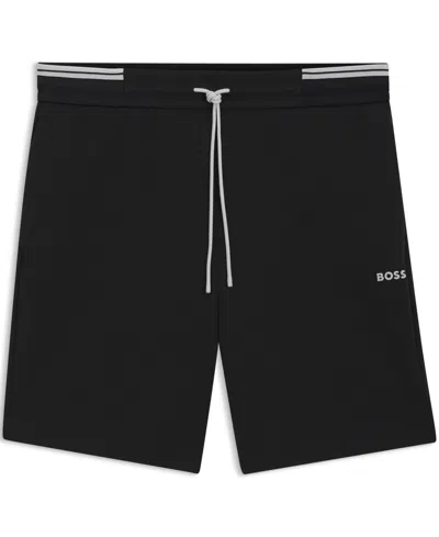 Hugo Boss Boss By  Men's Cotton-blend Stripe Detail Shorts In Black