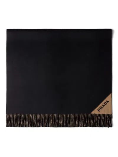 Prada Cashmere Double-faced Scarf In Black