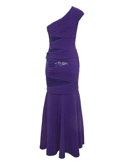 Tadashi Shoji Robe Mit Biesen In Purple