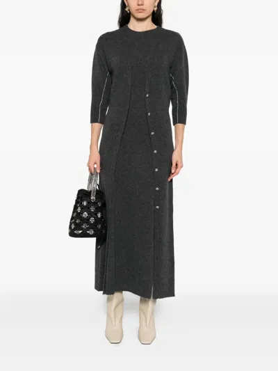Rabanne Layered Midi Dress In Black