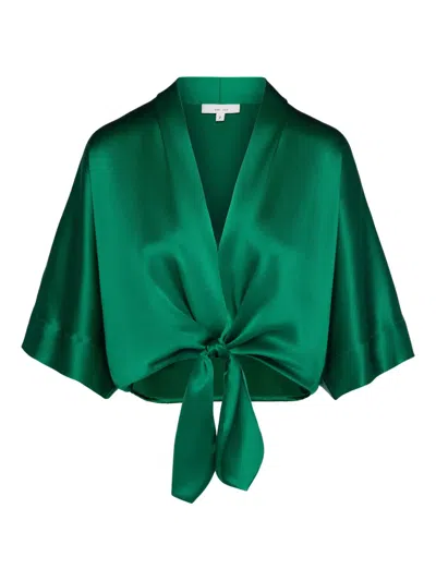 The Sei Tie-front Short-sleeve Blouse In Green
