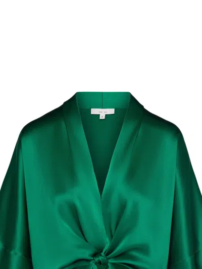 The Sei Tie-front Short-sleeve Blouse In Green