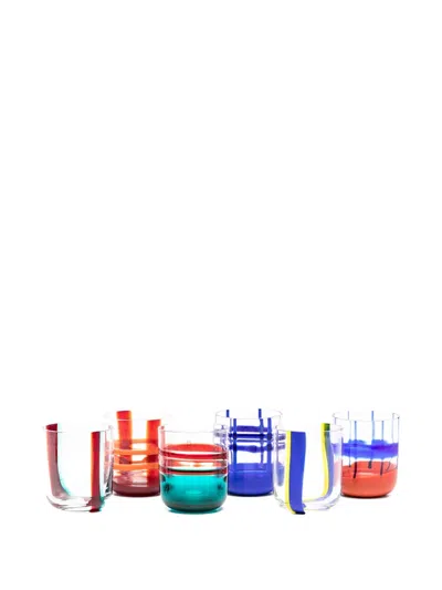 Ichendorf Milano Striped Glass Tumblers (set Of Six) In Multi