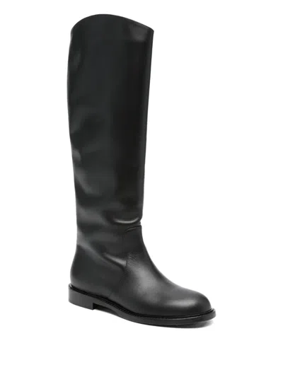 Sergio Levantesi Calf Leather Knee-high Boots In Black
