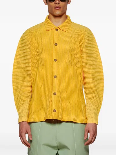 Issey Miyake Pleated Button Shirt In Yellow