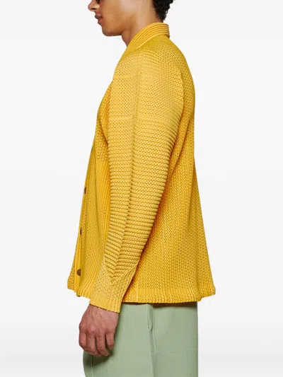 Issey Miyake Pleated Button Shirt In Yellow