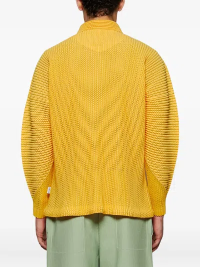 Issey Miyake Pleated Button Shirt In Yellow