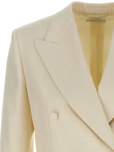 Brioni Flavia Double-breasted Peak-lapel Blazer In Neutral