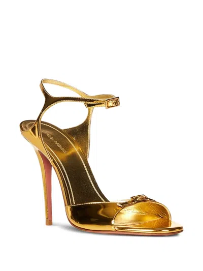 Amina Muaddi Buckle-strap Heeled Sandals In Gold