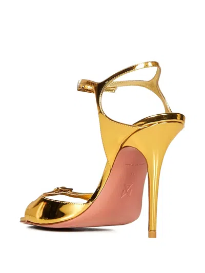 Amina Muaddi Buckle-strap Heeled Sandals In Gold