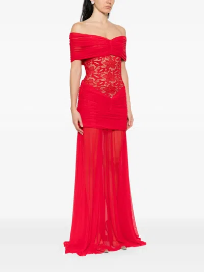 Atu Body Couture Lace-embellished Draped Maxi Dress