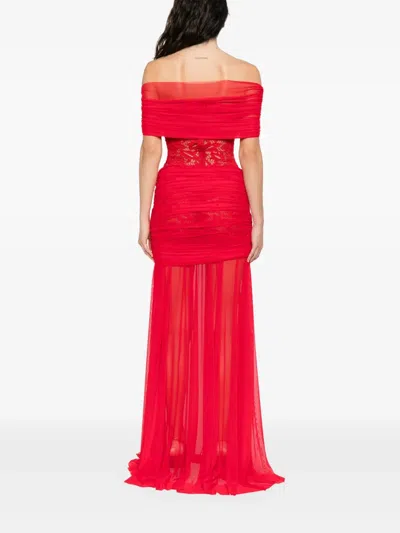 Atu Body Couture Lace-embellished Draped Maxi Dress