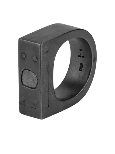 Parts Of Four Plate Single Diamond-slab Ring In Black