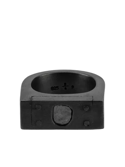 Parts Of Four Plate Single Diamond-slab Ring In Black