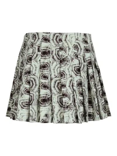 Genny Geometric-print Mini Skirt In Gray