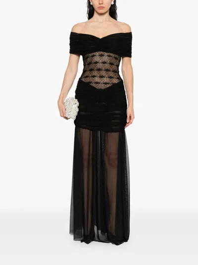 Atu Body Couture Lace-panelled Mesh Maxi Dress