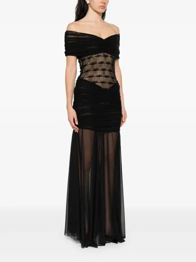 Atu Body Couture Lace-panelled Mesh Maxi Dress