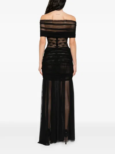 Atu Body Couture Lace-panelled Mesh Maxi Dress