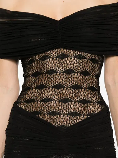 Atu Body Couture Lace-panelled Mesh Maxi Dress