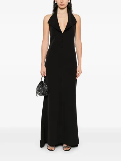 Atu Body Couture Halter-neck Button-front Maxi Dress