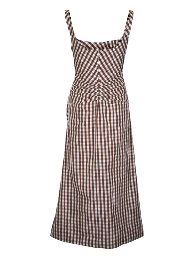 Lela Rose Gingham-check Midi Dress In Brown
