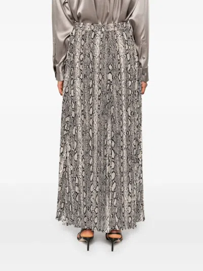 Michael Kors Snake Print Pleated Crepe Skirt With Elastic Waistband In Black