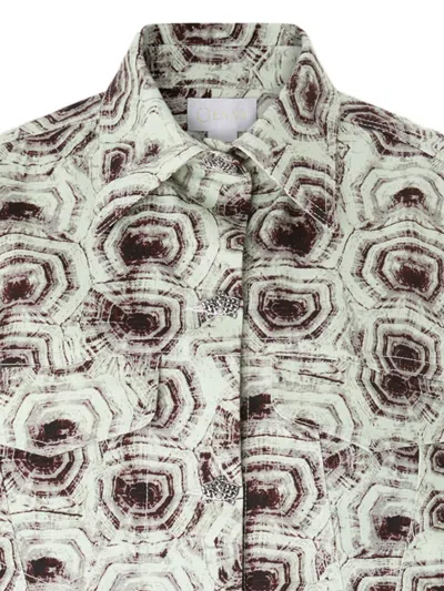 Genny Geometric-print Cotton Jacket In Green