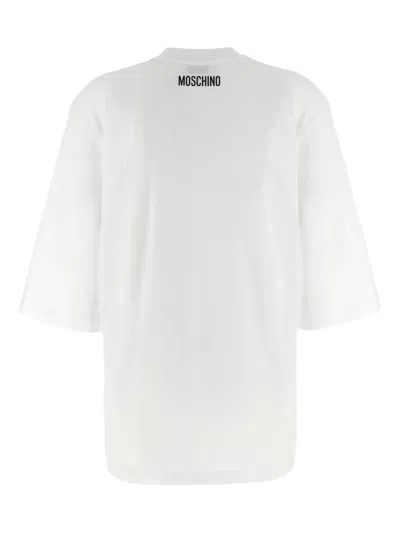 Moschino Graphic Front Print T-shirt With Ribbed Neckline In White